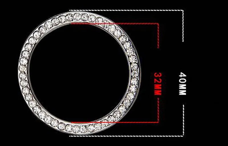 Diamond pattern 3D sticker car ignition ring decoration in silver