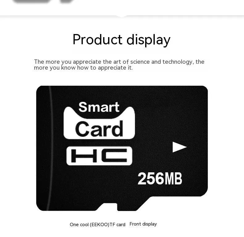 256MB capacity TF series memory card shown with scale indicating 11mm by 15mm dimensions.