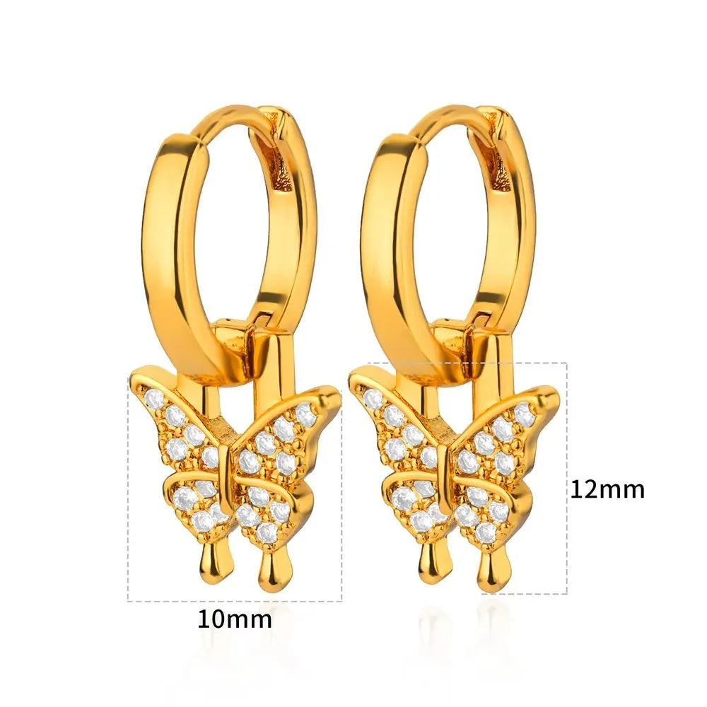 Women's geometric butterfly earrings with heart and star motifs in various colours