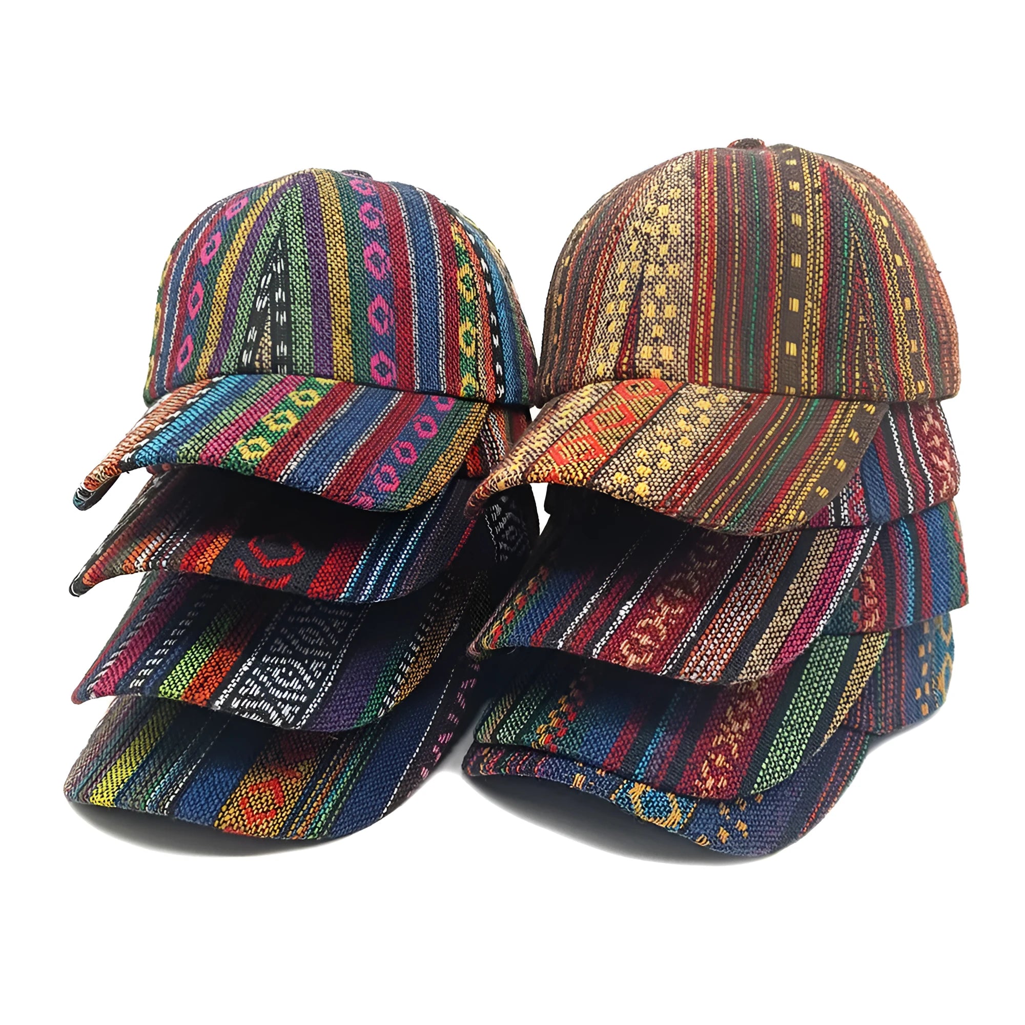 Women's bohemian-style baseball cap in polyester with a dome crown, shown in one of eight available colours.