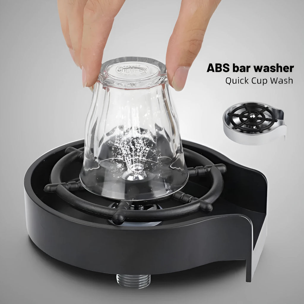 Automatic cup washer faucet with black case and high-pressure nozzle for cleaning cups and pitchers