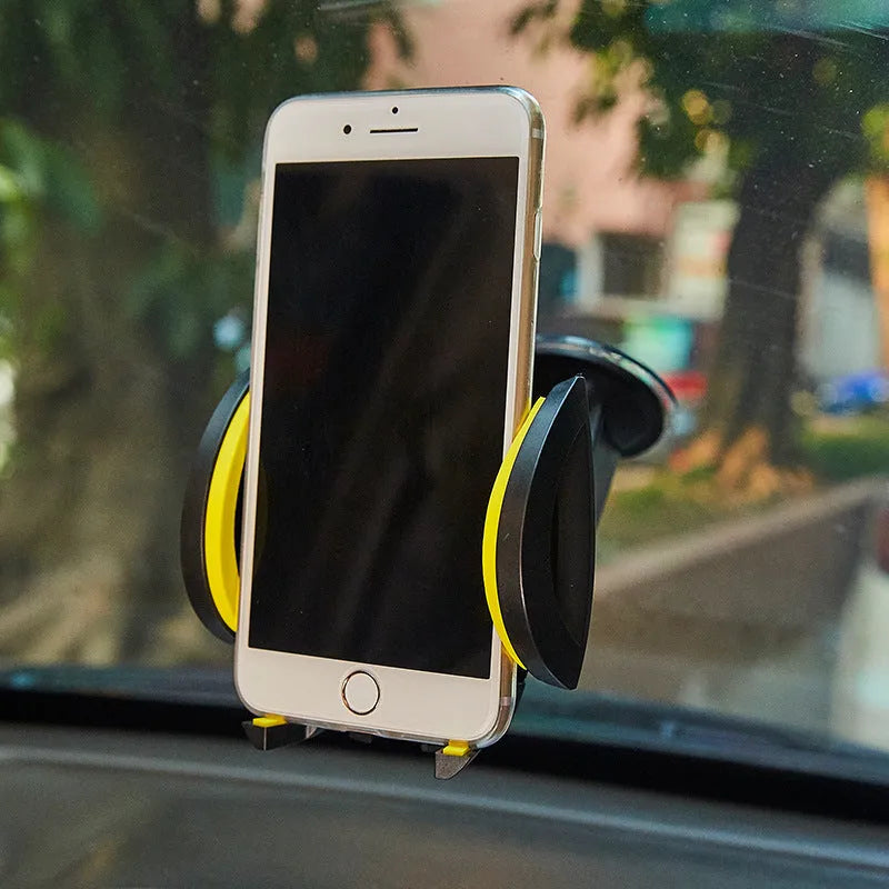 Red ABS suction cup U-shaped universal mobile phone holder for car or table use.