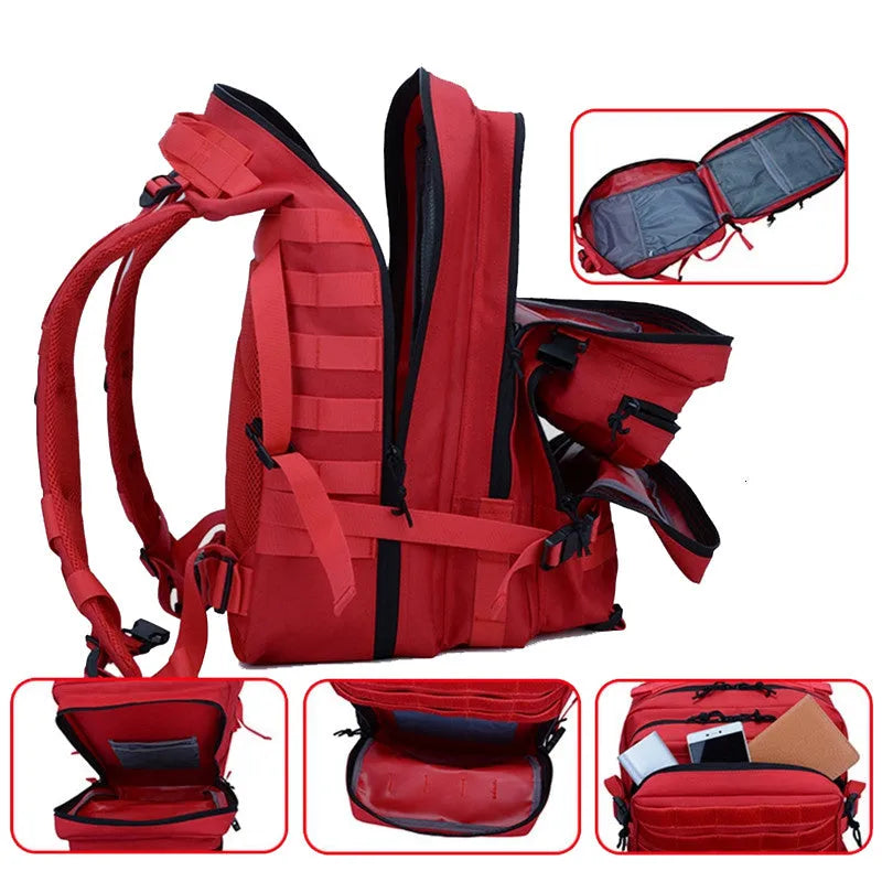 45L outdoor leisure backpack in 900D Oxford waterproof fabric, unisex, 50cm x 30cm x 30cm, black blue khaki red