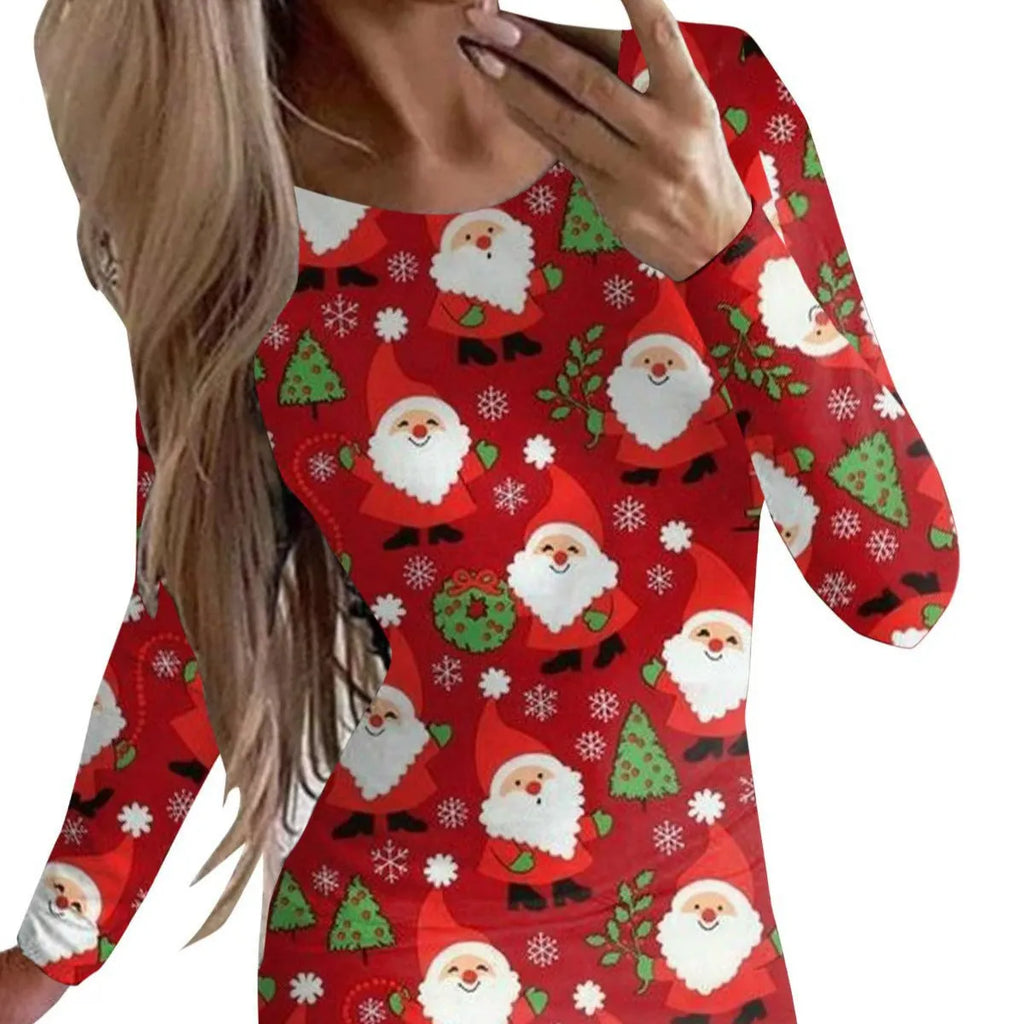 Christmas animal print narrow dress in floral colours with hip skirt and regular sleeves