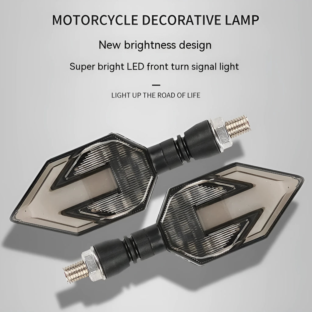Arrow-shaped motorcycle directional signal lamp with LED lighting for 12v vehicle systems