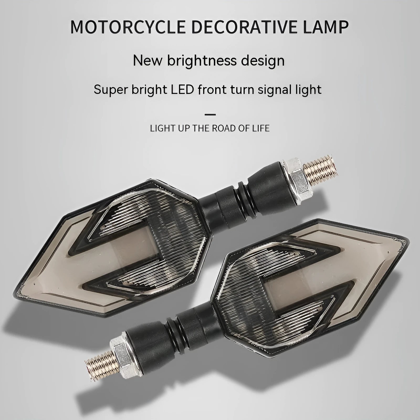 Arrow-shaped motorcycle directional signal lamp with LED lighting for 12v vehicle systems