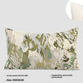 Antique green wool blend pillowcase with French style spring flowers botanical pattern.