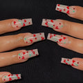 JP1601 style French Love red diamond and small cherry self-adhesive nail art charms, 24 pieces.