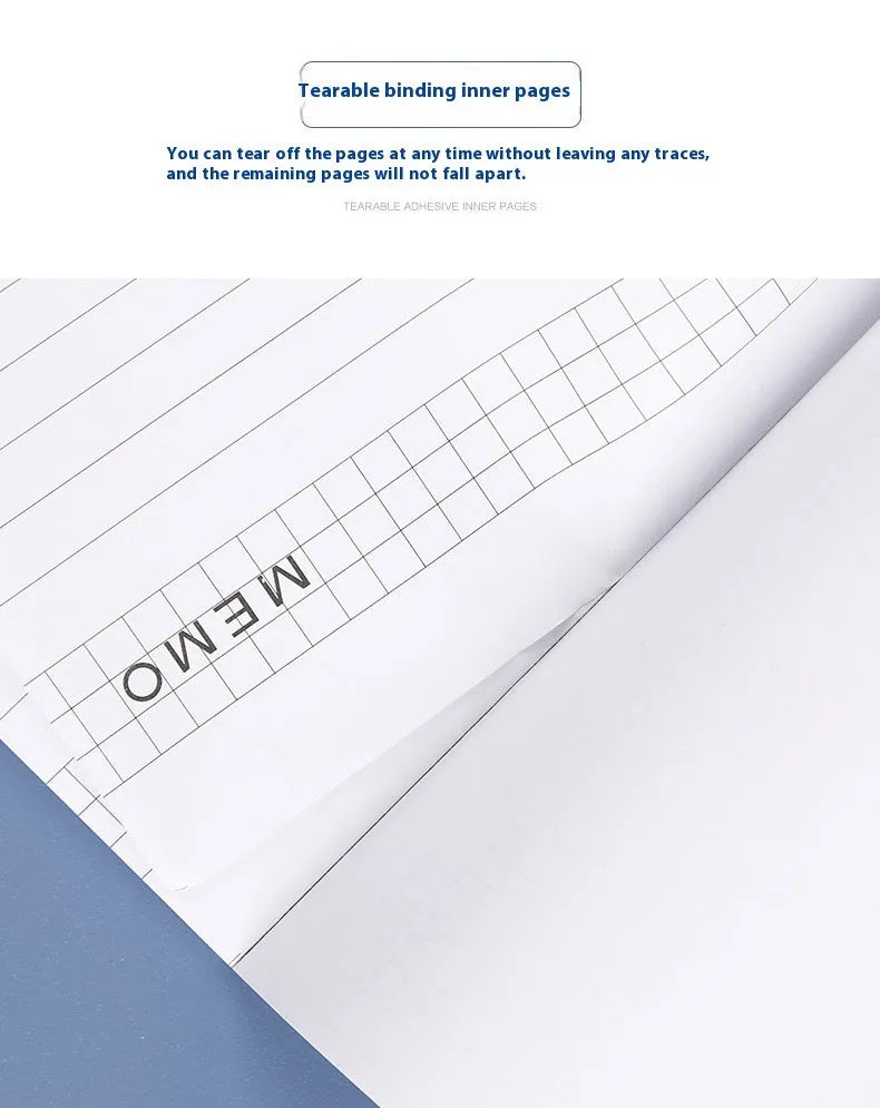 A4 and A5 size notebooks with grid paper and tearable sheets.