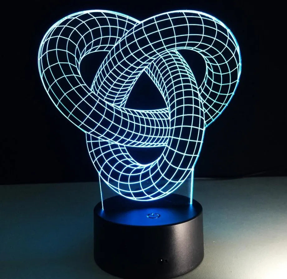 Knot 2 3D optical illusion LED lamp with hologram effect, USB powered, remote control or touch style