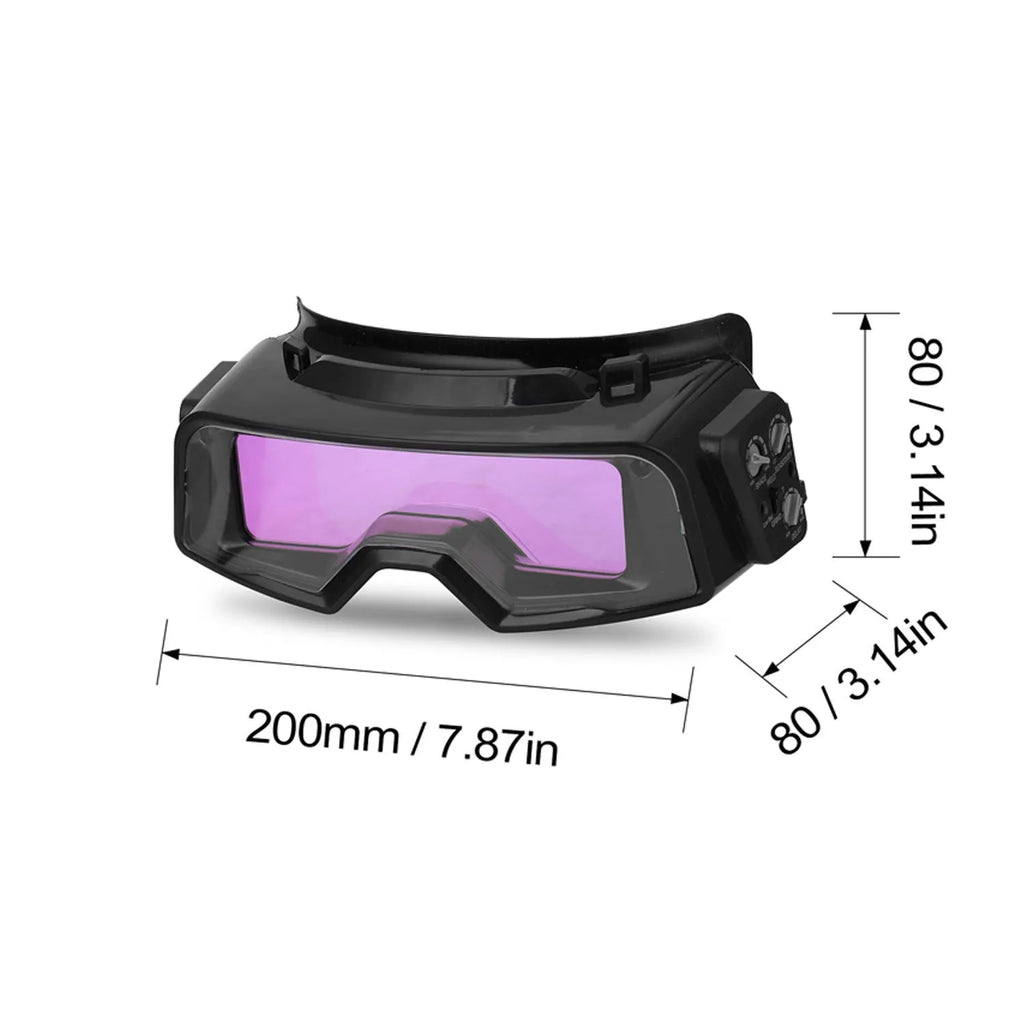 Black automatic darkening welding mask with protective headwear and a large rectangular viewing lens.
