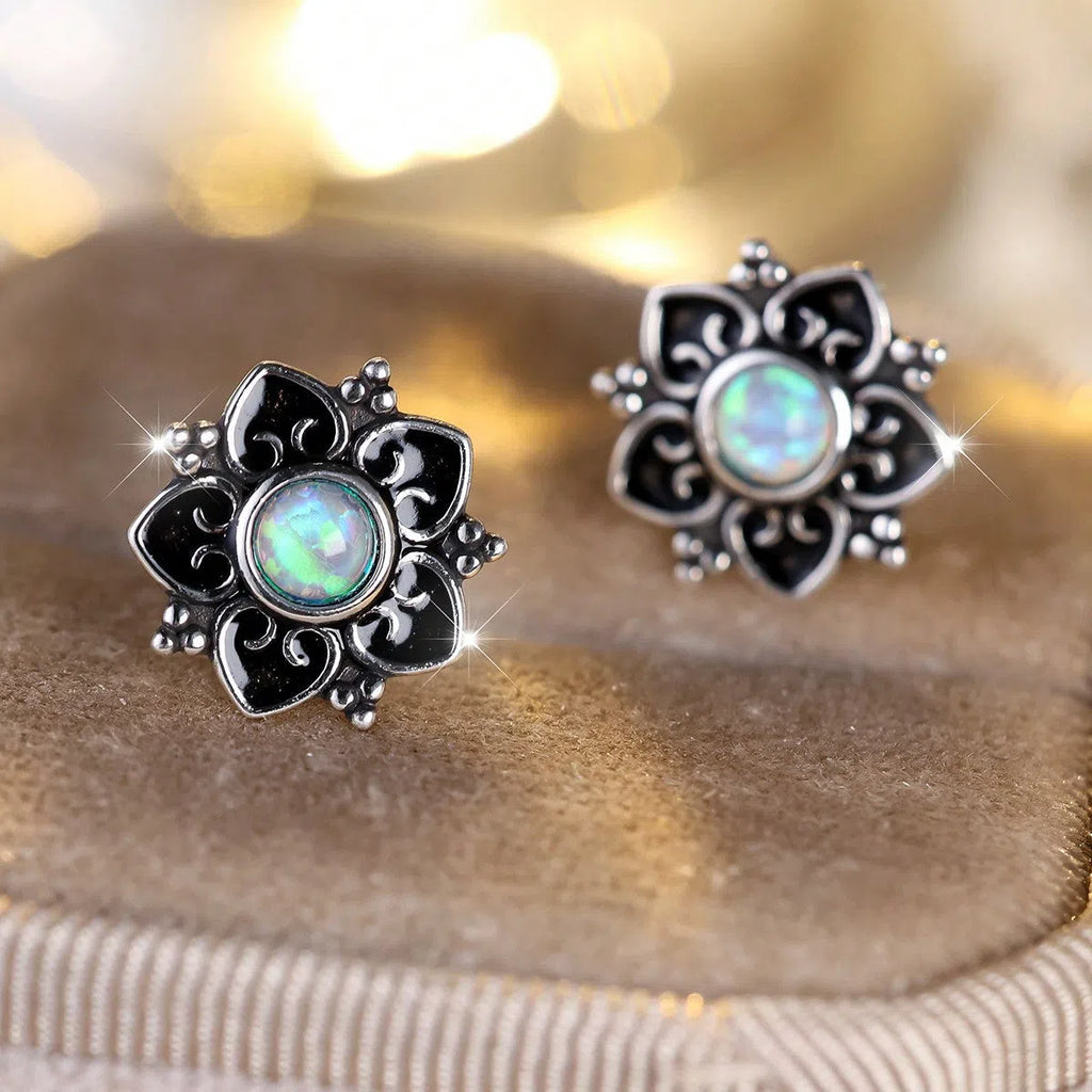 Bohemian casual flower stud earrings for women rose design zinc alloy