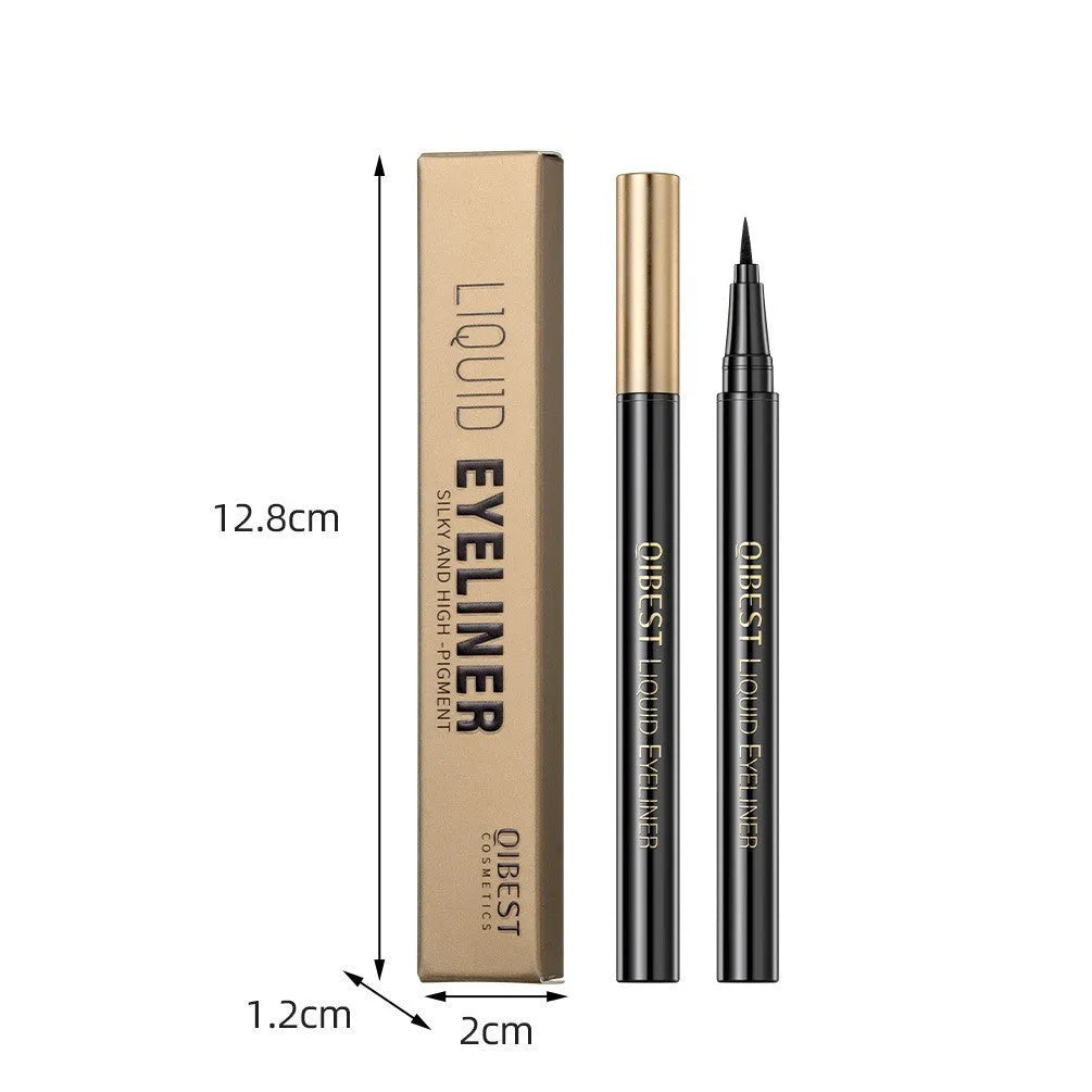 Black waterproof liquid eyeliner pen with smudge-resistant quick-drying formula