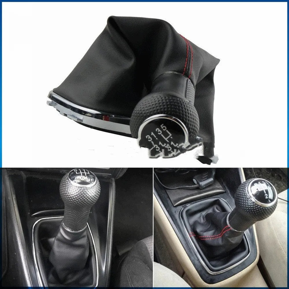 Silver frame black line gear shift knob cover for Volkswagen Mk4 models with 6-speed markings