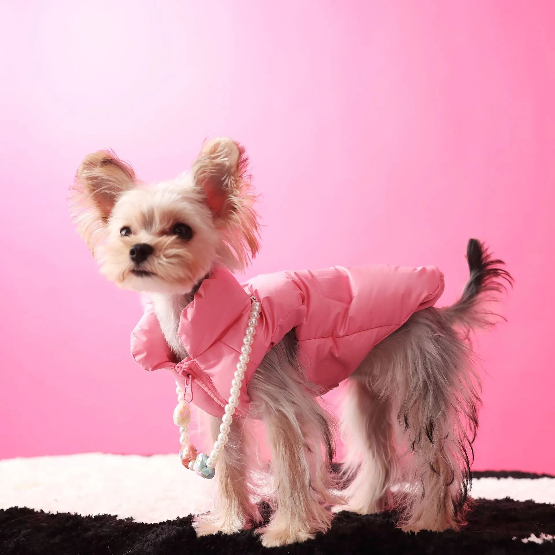 Thick down dog vest sleeveless with removable fur ball in autumn winter design