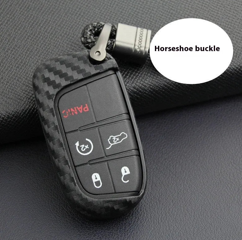 Silicone protective case with carbon fibre print for Dodge Chrysler Fiat car key fob