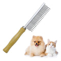 Wooden handle pet grooming comb with smooth round needles for dogs and cats