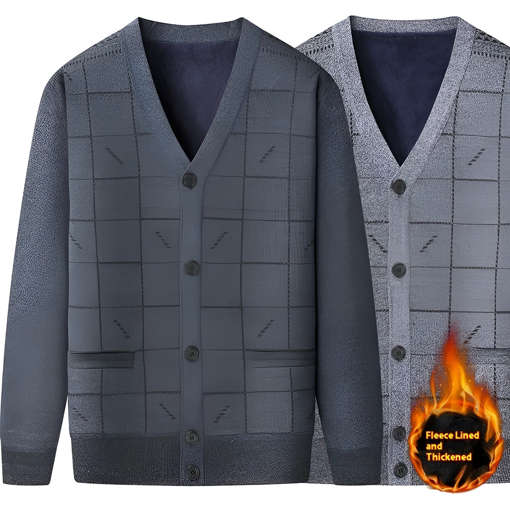Men's dark grey batwing sleeve cardigan sweater for plus size autumn and winter wear