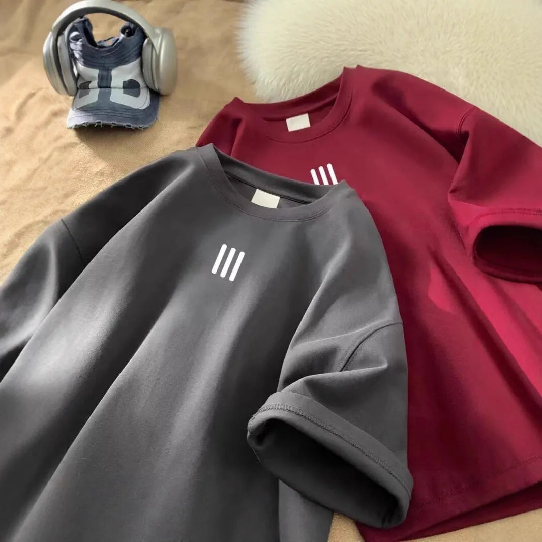 Half-sleeve Milk Silk couple pullover in loose fit with drop shoulder, cartoon print, polyester fabric, available in multiple sizes and colours