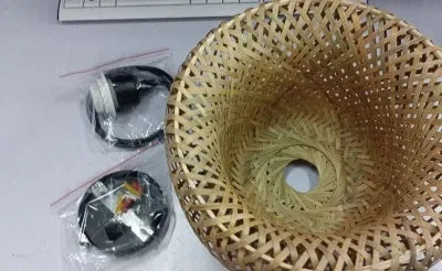 American Garden bamboo woven chandelier rural style rattan pendant light single head 600mm