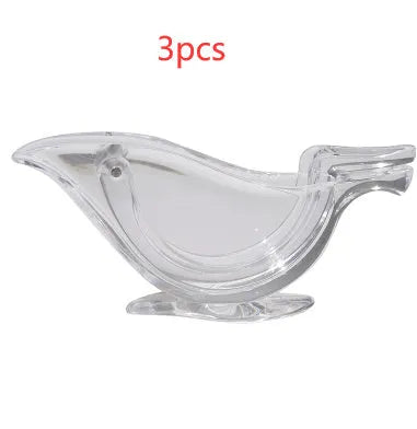 Transparent acrylic manual lemon juicer with bird design for fresh citrus extraction
