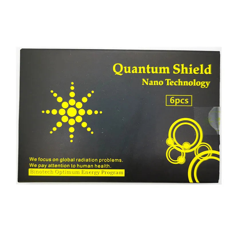 Six anti-radiation mobile phone stickers in gold and silver metallic finishes
