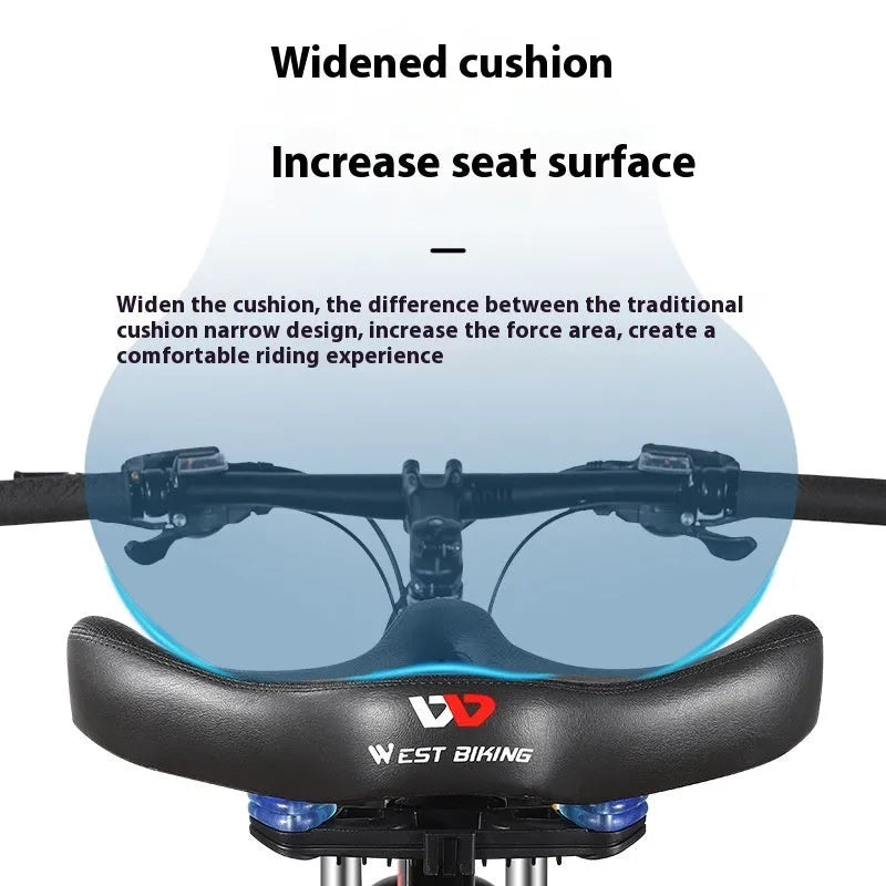 Black leather bicycle saddle cushion with thick foam padding for mountain bikes.