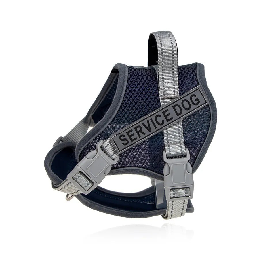 Colourful reflective dog harness with anti-strangulation design in camouflage patterns