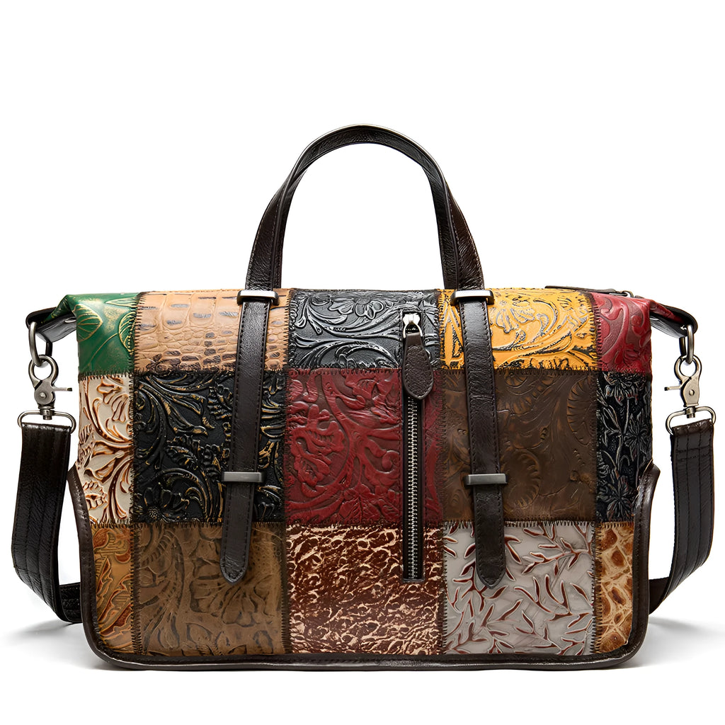 Cowhide women's handbag multi-color leather shoulder tote 36cm
