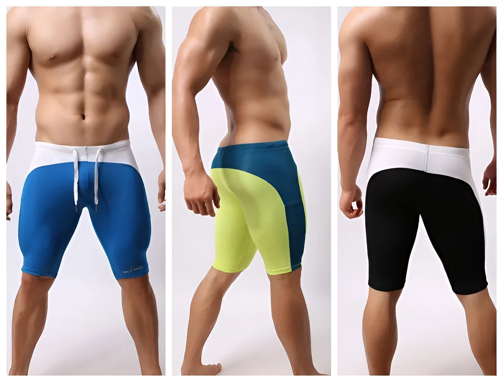 Men's swimming trunks in colour-blocked design – nylon fabric, 80% nylon lining, sizes S-XL