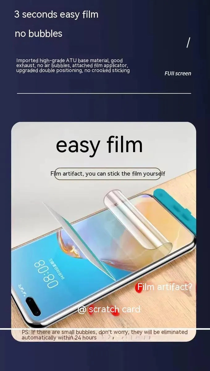 Samsung Galaxy TPU screen protector showing HD, frosted and blue light variants