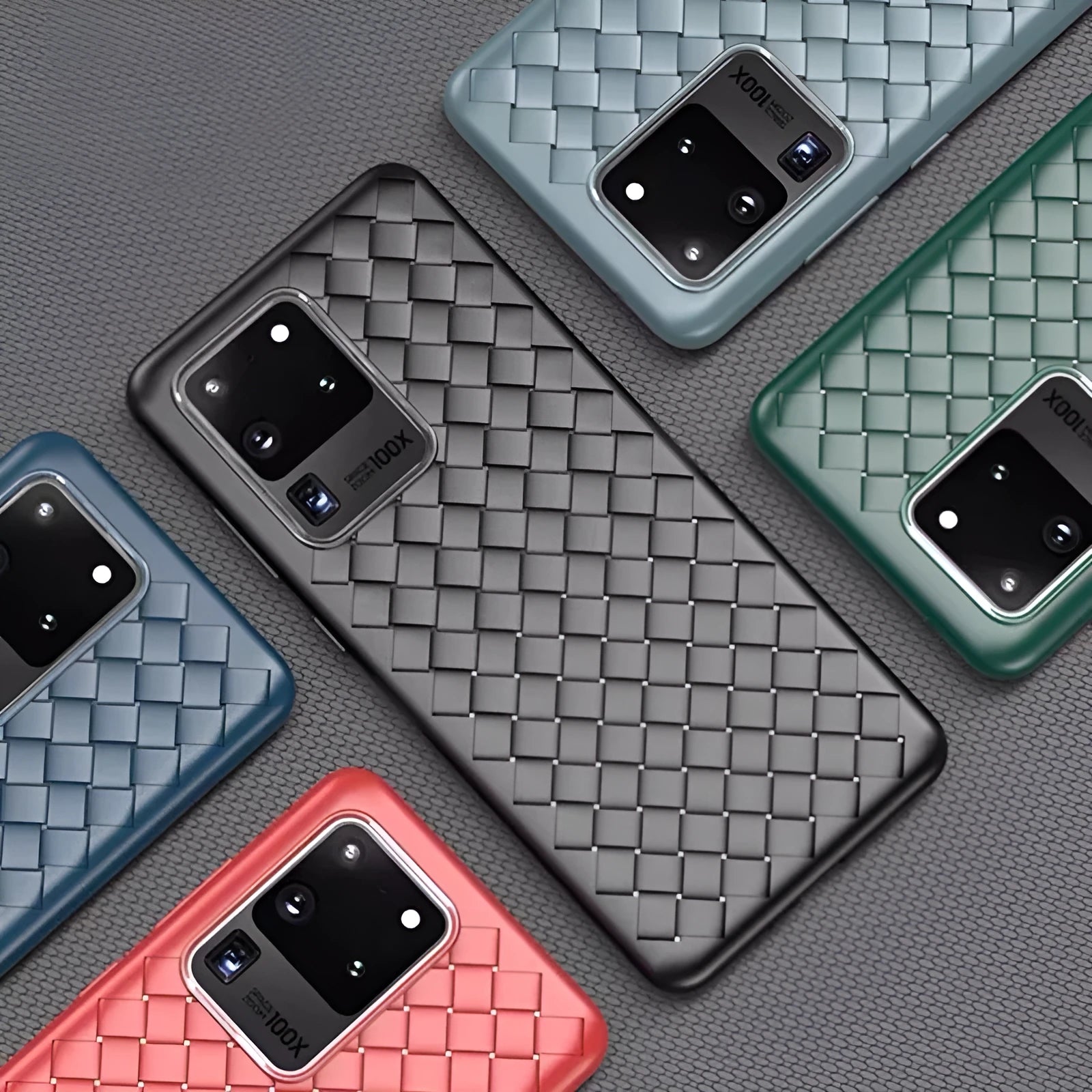 Woven TPU phone case for Samsung S20 and Note10 in pure colour back cover style