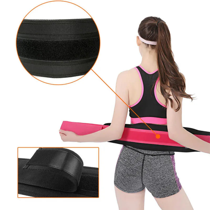 Fitness ventilation waist protection belt in black with steel ring support, EVA and nylon construction