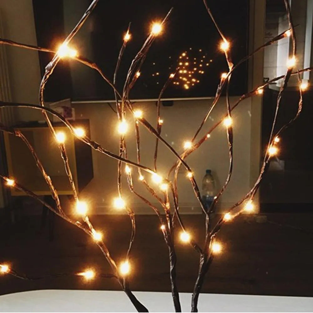 20LED twigs light string decoration with five branches, 75cm length, battery-operated, available in multiple colours