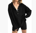 Women's loose fit raglan sleeve polyester sweater in solid colour with long sleeves for autumn winter casual wear