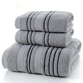 Pure cotton bath towel and hand towel set in neutral colours with yarn-dyed fabric construction