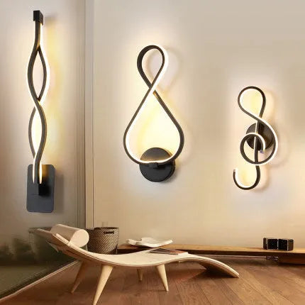 Nordic minimalist LED wall lamp with silicone shade in 8 black finish, bedside lighting, 220V button switch