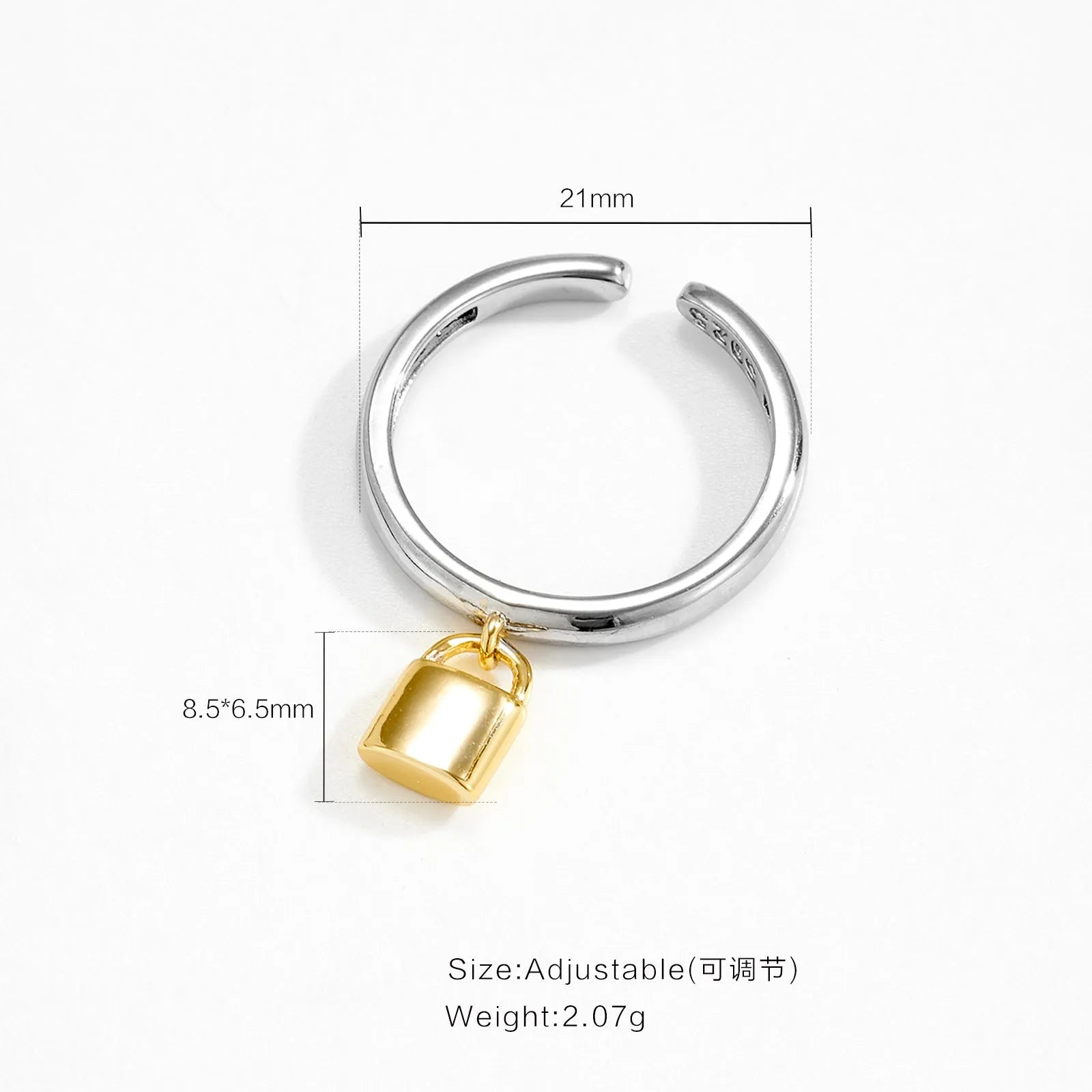 Adjustable copper heart-shaped ring for women, geometric style with round element, colour TTR143