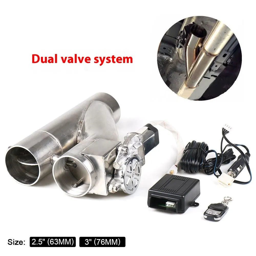 Stainless steel electronic control double valve exhaust pipe in silver for car modification