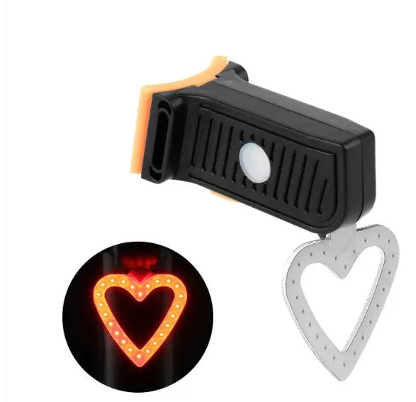 USB-C rechargeable bicycle tail light with love strap style, 300mAh battery, ABS and silicone shell