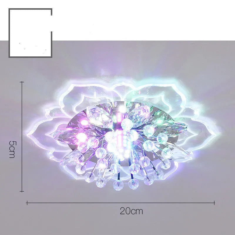 Modern crystal ceiling lamp with flower-shaped acrylic shade and stainless steel fittings