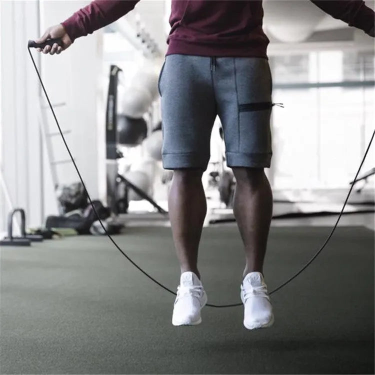 Cotton blend outdoor running training casual shorts in dark gray with elastic waistband