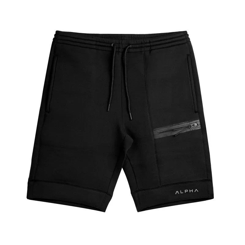 Cotton blend outdoor running training casual shorts in dark gray with elastic waistband