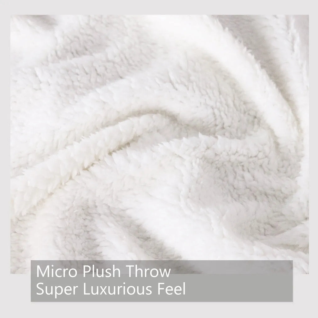 Brown Sherpa fleece blanket, 150x200cm, soft warm throw with hemmed edges for couch, daybed, or nursery