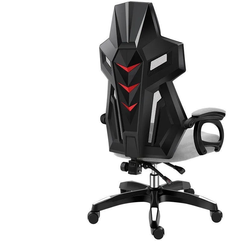Ergonomic office swivel chair with reclining mesh backrest, black frame, and choice of legs