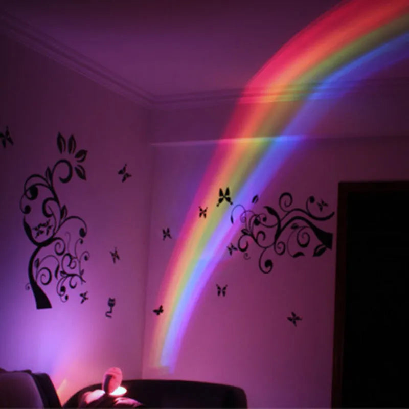 Egg-shaped ABS plastic table lamp, 14 x 10 x 6cm, with rainbow projection, five LED beads, and USB charging