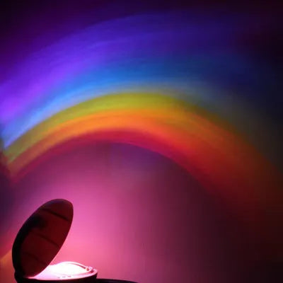 Egg-shaped ABS plastic table lamp, 14 x 10 x 6cm, with rainbow projection, five LED beads, and USB charging