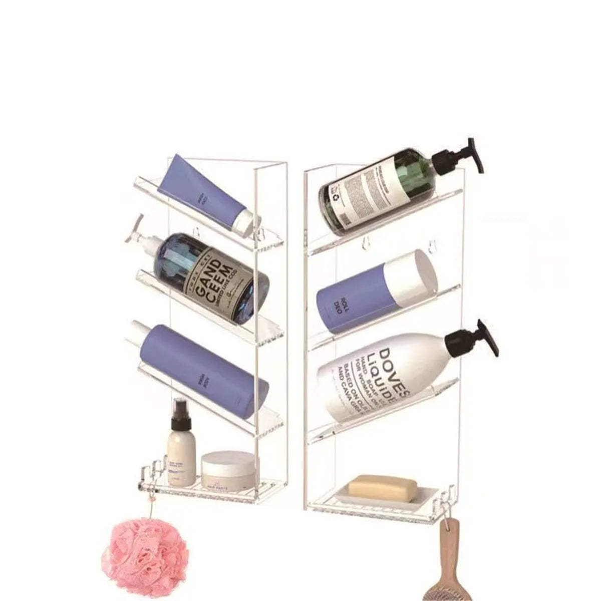 Transparent acrylic 4-layer wall-mounted bathroom storage rack for perfumes and toiletries
