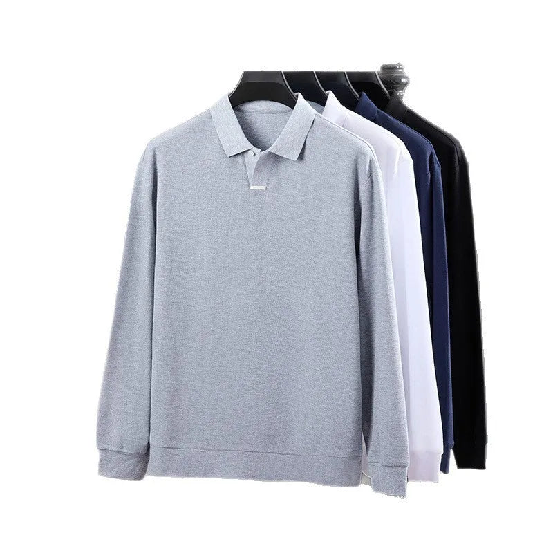 Men's loose fit pure cotton polo shirt with lapel collar in multiple colours.
