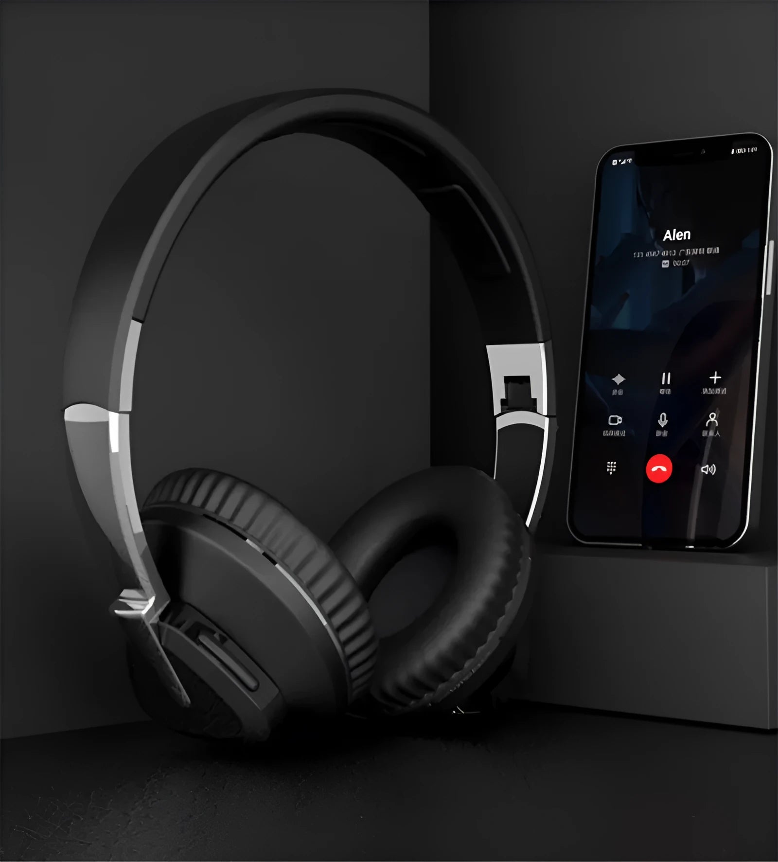 Wireless over-ear headset in black, white, blue, or khaki with all-inclusive ear cups and multiple connectivity options